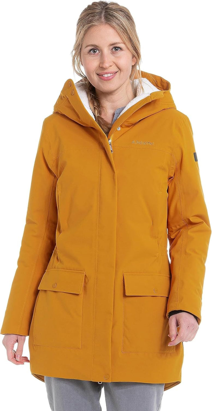Schöffel Damen Ins. Parka Rotterdam L, wind- und wasserdichter Damen Parka mit verstellbarer Taille,