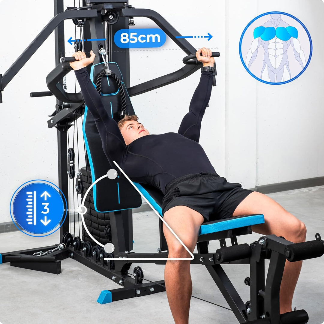 THUNDER Multifunktionale Kraftstation Home Gym Fitnessstation mit Kabelzug & Muskelaufbau Training Z