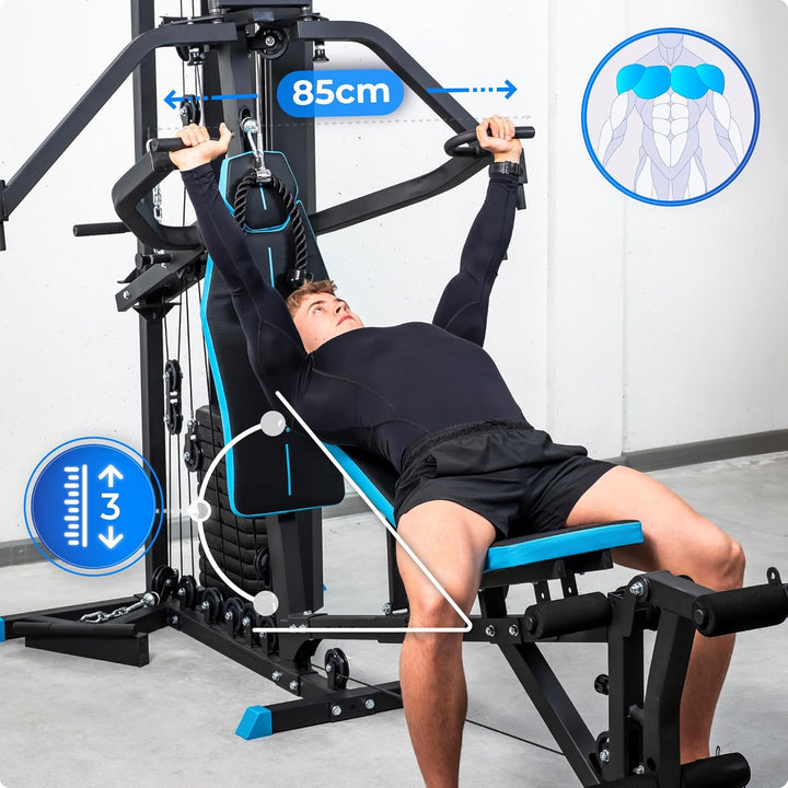 THUNDER Multifunktionale Kraftstation Home Gym Fitnessstation mit Kabelzug & Muskelaufbau Training Z