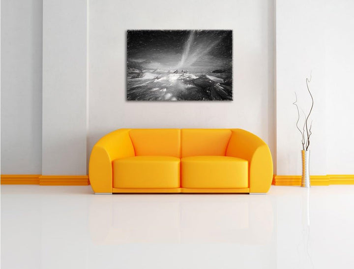 Pixxprint gewaltiges Polarlicht Kunst als Leinwandbild/Grösse: 100x70 cm/Wandbild/Kunstdruck/fertig