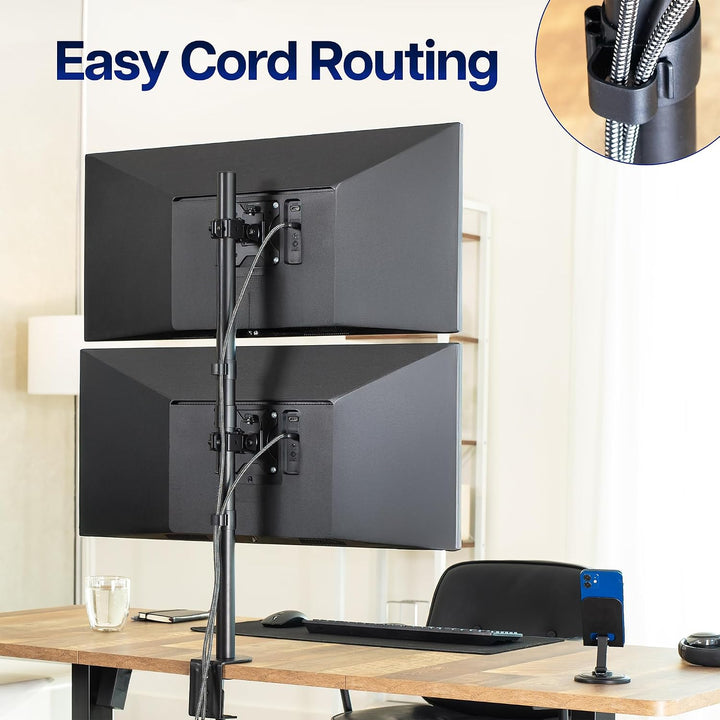 VIVO Dual LCD Monitor Desk Mount Stand Heavy Duty Stacked, Holds Vertical 2 Screens up to 32" (STAND