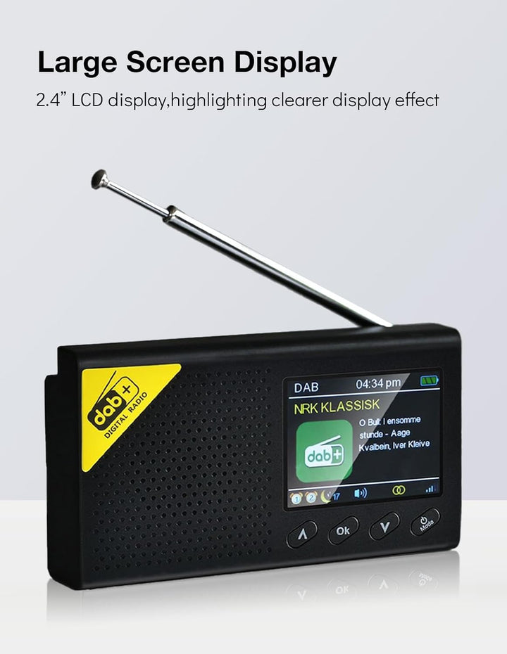 Tragbares DAB Radio, DAB Plus Radio kleine, Bluetooth,USB-C Betrieben & Wiederaufladbarer Akku | 12