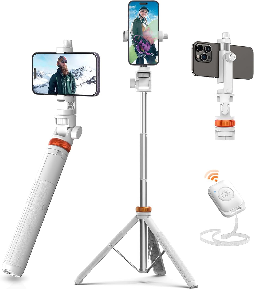 158CM Hany Stativ, Stativ für Smartphone und Selfie Stick mit Fernbedienung (Mineral White), Mineral