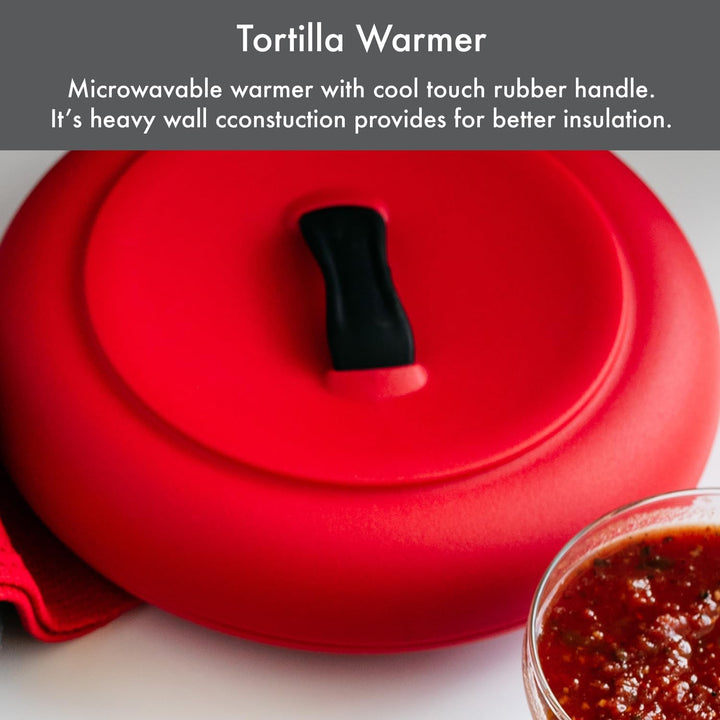 Dexas 503-200 Microwavable Tortilla-Wärmer für die Mikrowelle, 21,6 x 21,6 x 6,3 cm, rot. Ideal für