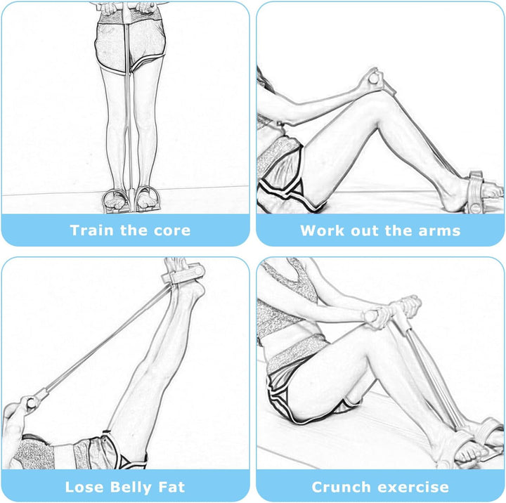JDCMEI Bauchtrainer, Multifunktionales Spannseil mit Rückentrainer & Fitnessbänder, Sit-Up Trainings