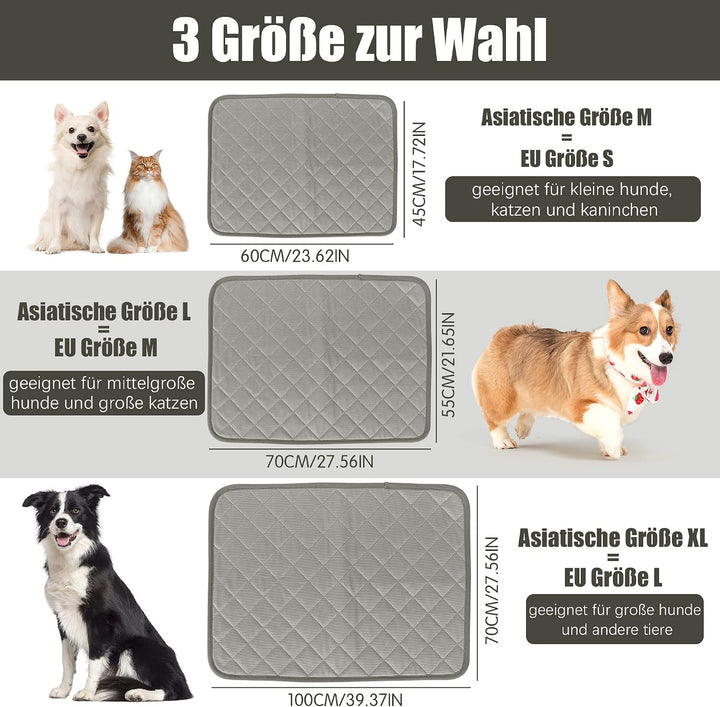 Selbstkühlende Matte für Hunde und Katzen - Kühlmatte 70 x 55CM für Haustiere im Sommer (L, Grau) L