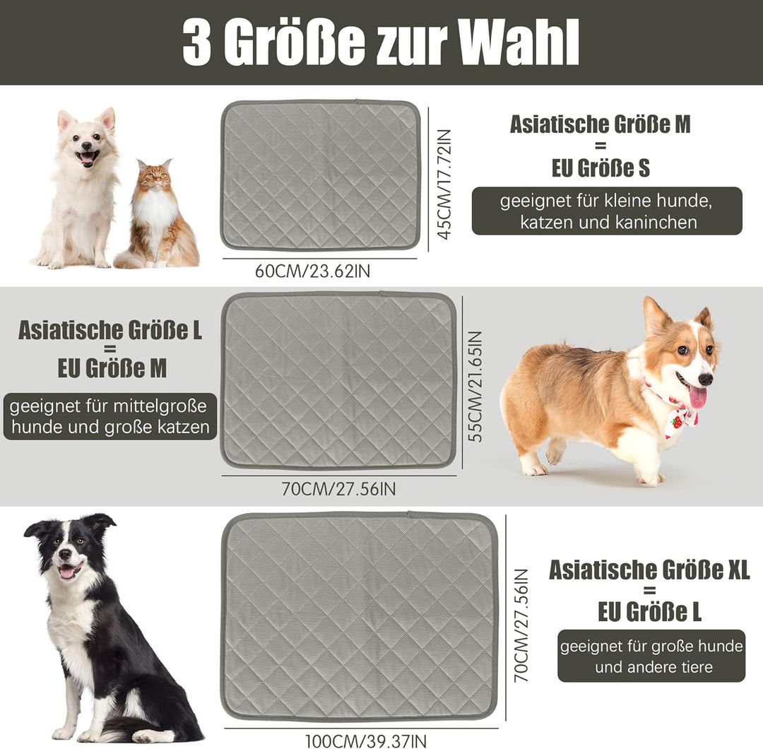 Kühlmatte für Hunde und Katze, Selbstkühlende Haustier Matte 100 x 70CM für Sommer (XL, Grau) XL Gra