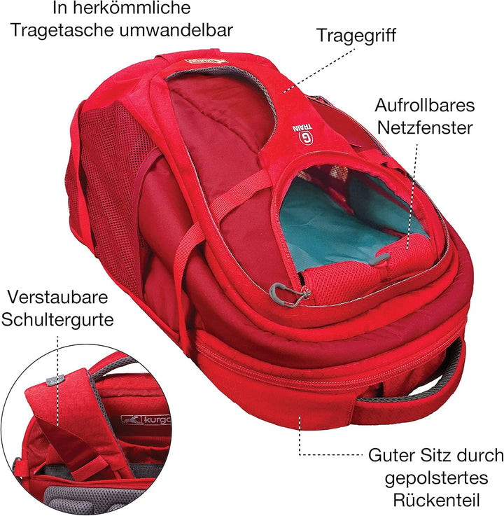 Kurgo G-Train Hunderucksack, Mit integriertem Haustierfach, Wasserfester Boden, Für Haustiere bis zu