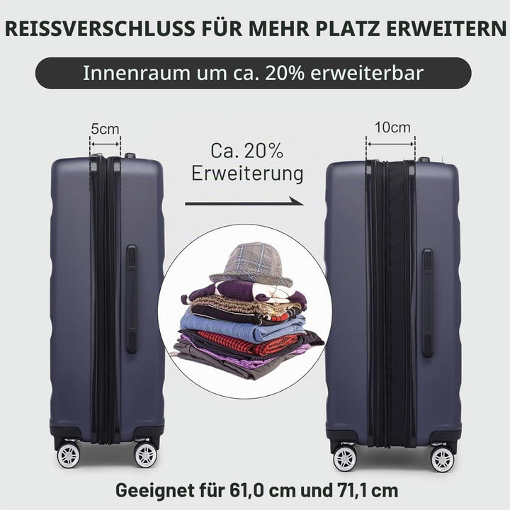 KONO Koffer Trolley Mittelgrosser Erweiterbares Hartschalenkoffer Leicht Reisekoffer mit TSA-Schloss
