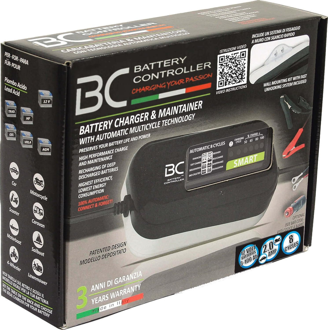 BC SMART 2000 - 12V 2A - Automatisches Batterieladegerät mit 8 Ladestufen für 12V- Motorrad- und Kfz