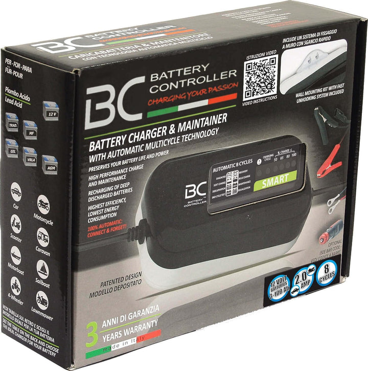 BC SMART 2000 - 12V 2A - Automatisches Batterieladegerät mit 8 Ladestufen für 12V- Motorrad- und Kfz
