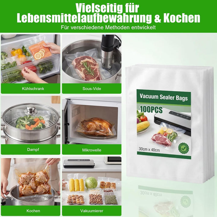 Profi Vakuumbeutel 40x30 cm, 100 Stück – BPA-freie, reissfeste Folienbeutel für alle Vakuumiergeräte