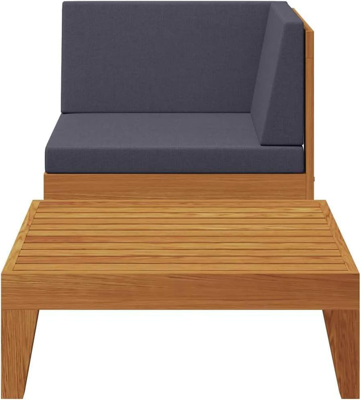 vidaXL Akazienholz Massiv Gartenmöbel 2-TLG. mit Auflagen Ecksofa Tisch Sofa Lounge Sitzgruppe Garte
