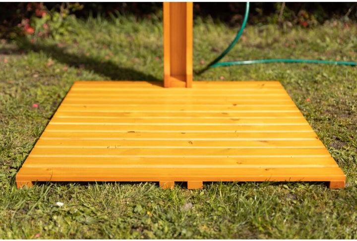 BURI Gartendusche aus geöltem Kiefernholz mit verzinktem Eisen 75x75x221cm Dusche Garten Aussendusch