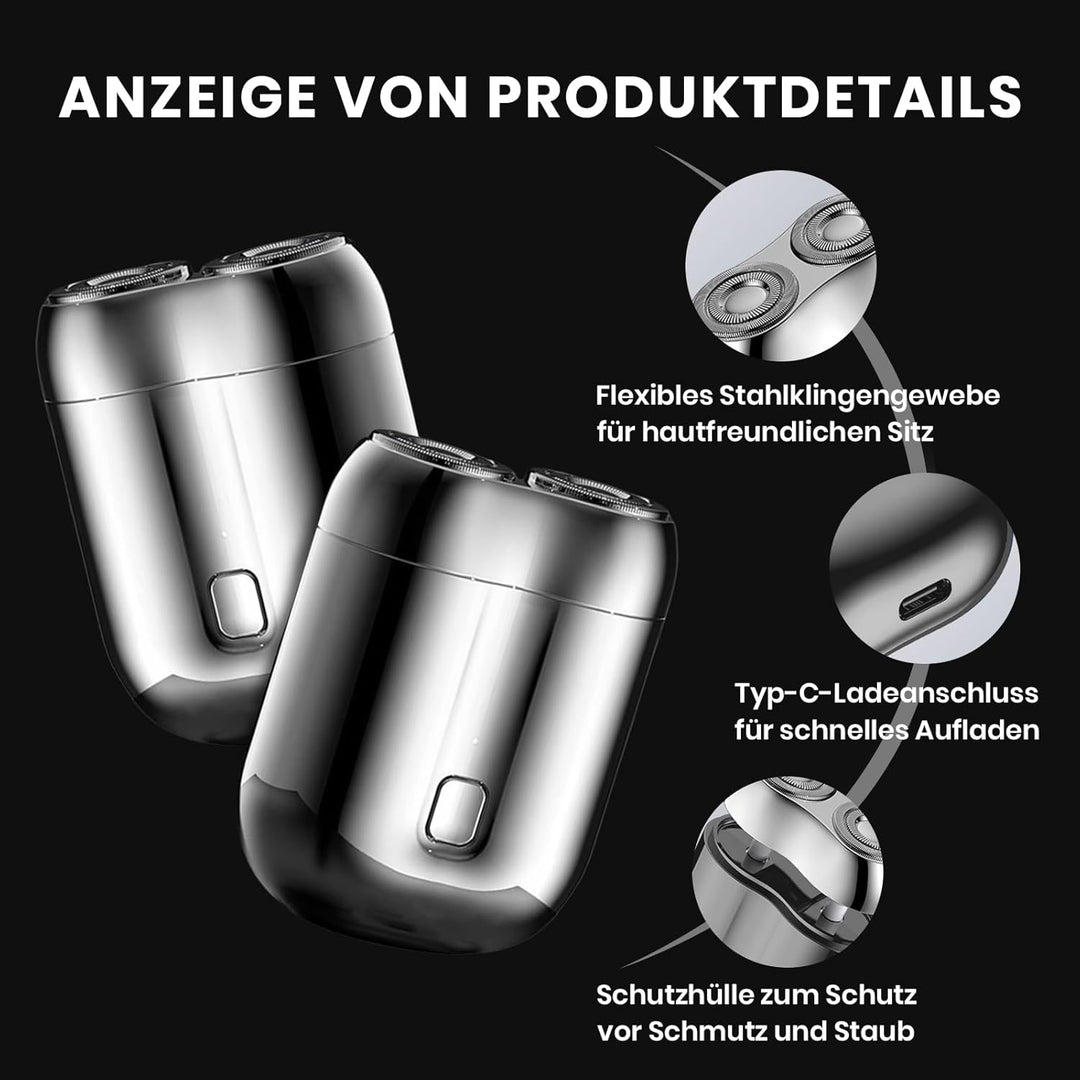 Rasierer Herren Elektrisch, 2025 Neu Mini Portable Electric Shaver, IPX7 Wasserdicht Mini Trockenras
