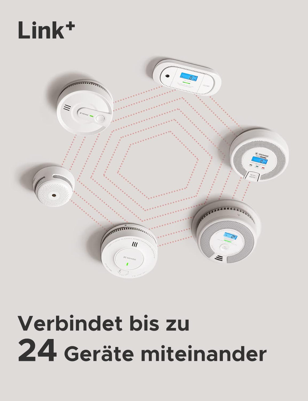 X-Sense Kohlenmonoxid-Melder funktioniert mit der SBS50-Basisstation, verfügt über eine Digitale LCD