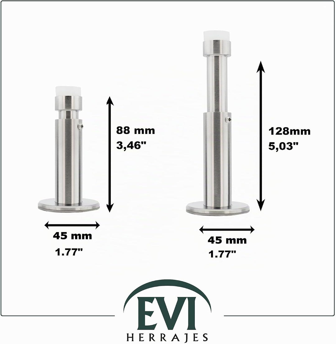 EVI Herrajes | Verstellbarer Wandpuffer von 88 bis 128 mm | Dual-Installation, Klebebasis oder Schra