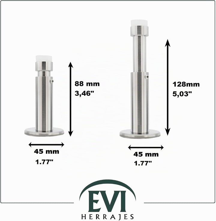 EVI Herrajes | Verstellbarer Wandpuffer von 88 bis 128 mm | Dual-Installation, Klebebasis oder Schra