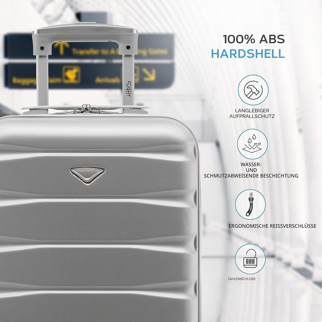 Flight Knight Leichte 4-Rad-ABS-Hartschalenkoffer Handgepack, zugelassen fur uber 100 Fluggesellscha