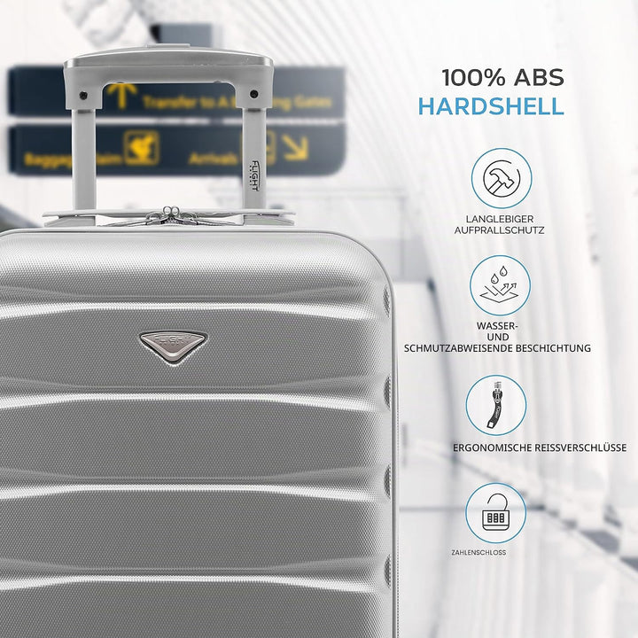 Flight Knight Leichte 4-Rad-ABS-Hartschalenkoffer Handgepack, zugelassen fur uber 100 Fluggesellscha