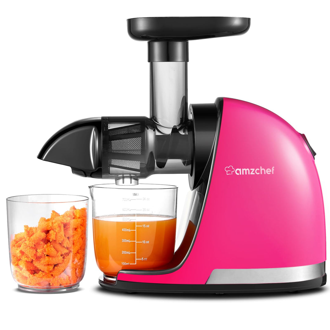 AMZCHEF Entsafter Gemüse und Obst Testsieger - Entsafter Slow Juicer mit Rückwärts-Kau-Funktion - Za