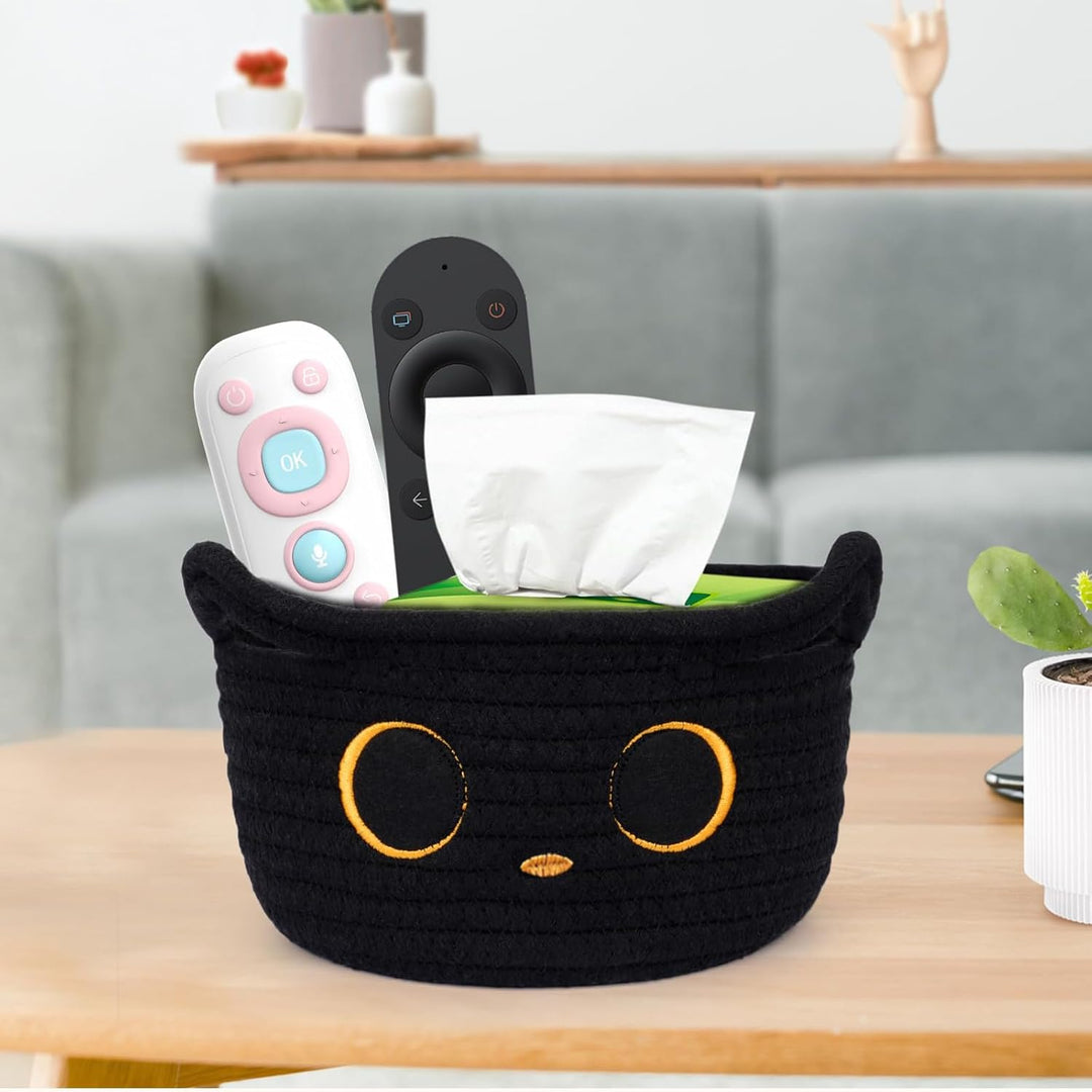 Kleiner Aufbewahrungskorb, Schwarze Katze Baumwoll Seil Körbe Geflochten Wäschekorb Für Kinderzimmer