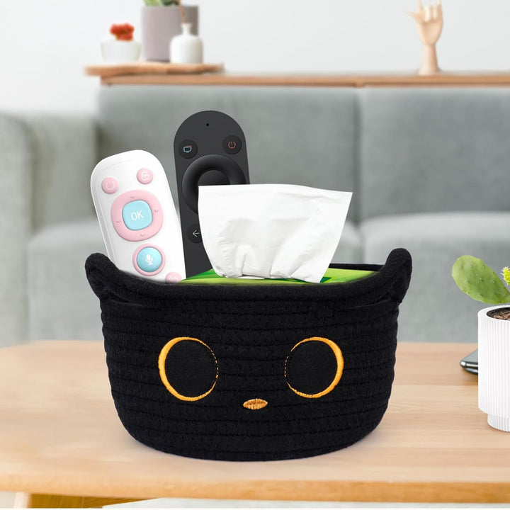Kleiner Aufbewahrungskorb, Schwarze Katze Baumwoll Seil Körbe Geflochten Wäschekorb Für Kinderzimmer