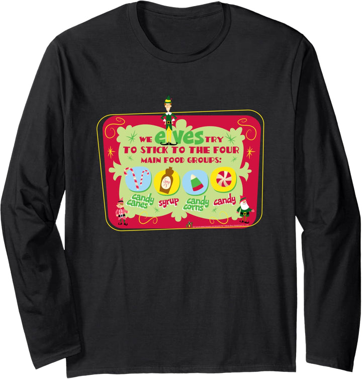 Elf Four Main Food Groups Weihnachten Langarmshirt