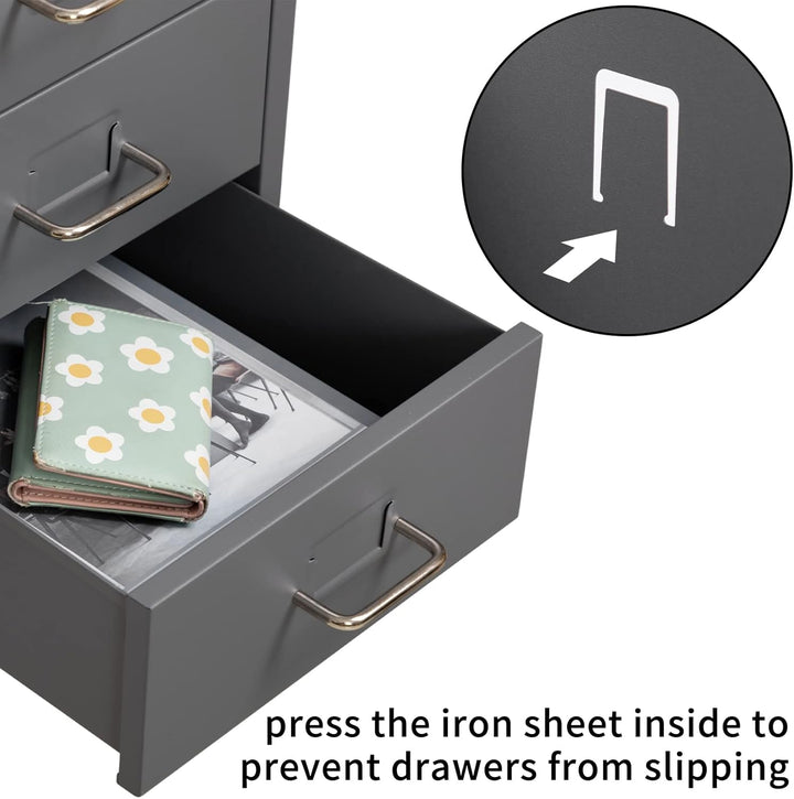 HollyHOME Mobiler Aktenschrank mit 6 Schubladen, rollender Aktenorganisator, Aufbewahrungsschrank au