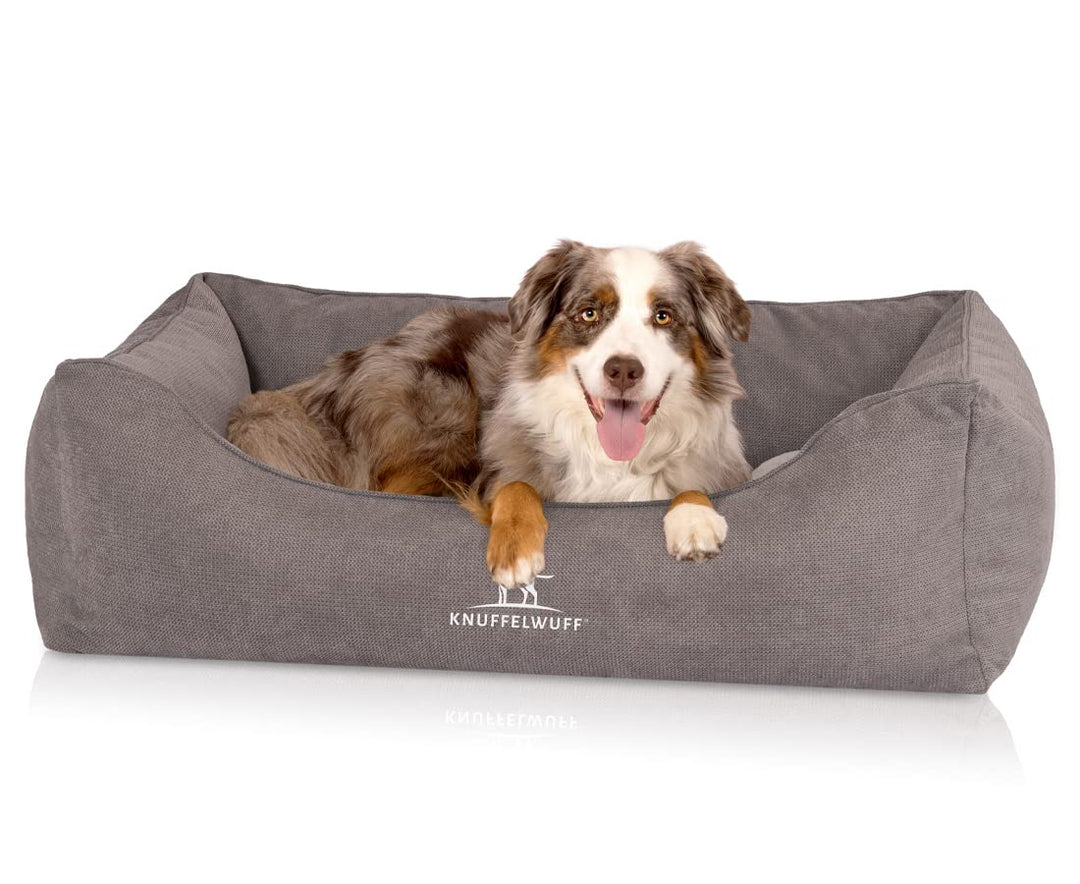 Knuffelwuff orthopädisches Hundebett Baltimore M-L 80 x 55cm Grau - Hundekissen für grosse, mittelgr