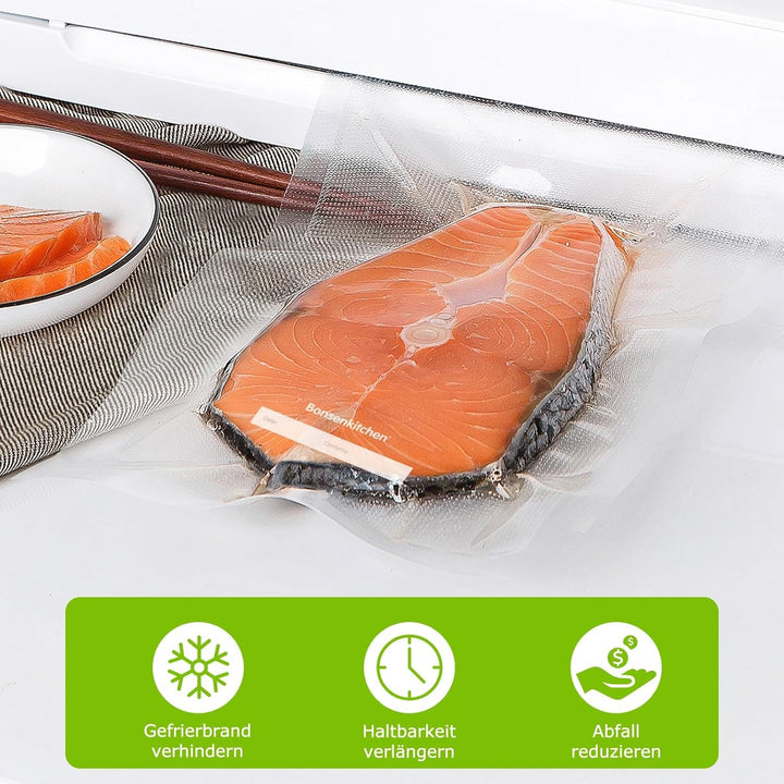 Bonsenkitchen Profi Vakuumbeutel, 100 Beutel 20x30cm Vakuumierbeutel für alle Vakuumierer & Lebensmi