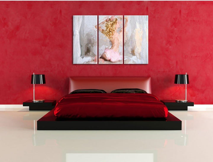 Pixxprint nackter Rücken im Schlafzimmer als Leinwandbild/Grösse: 3 Teilig (120x80 cm) cm/Wandbild/K