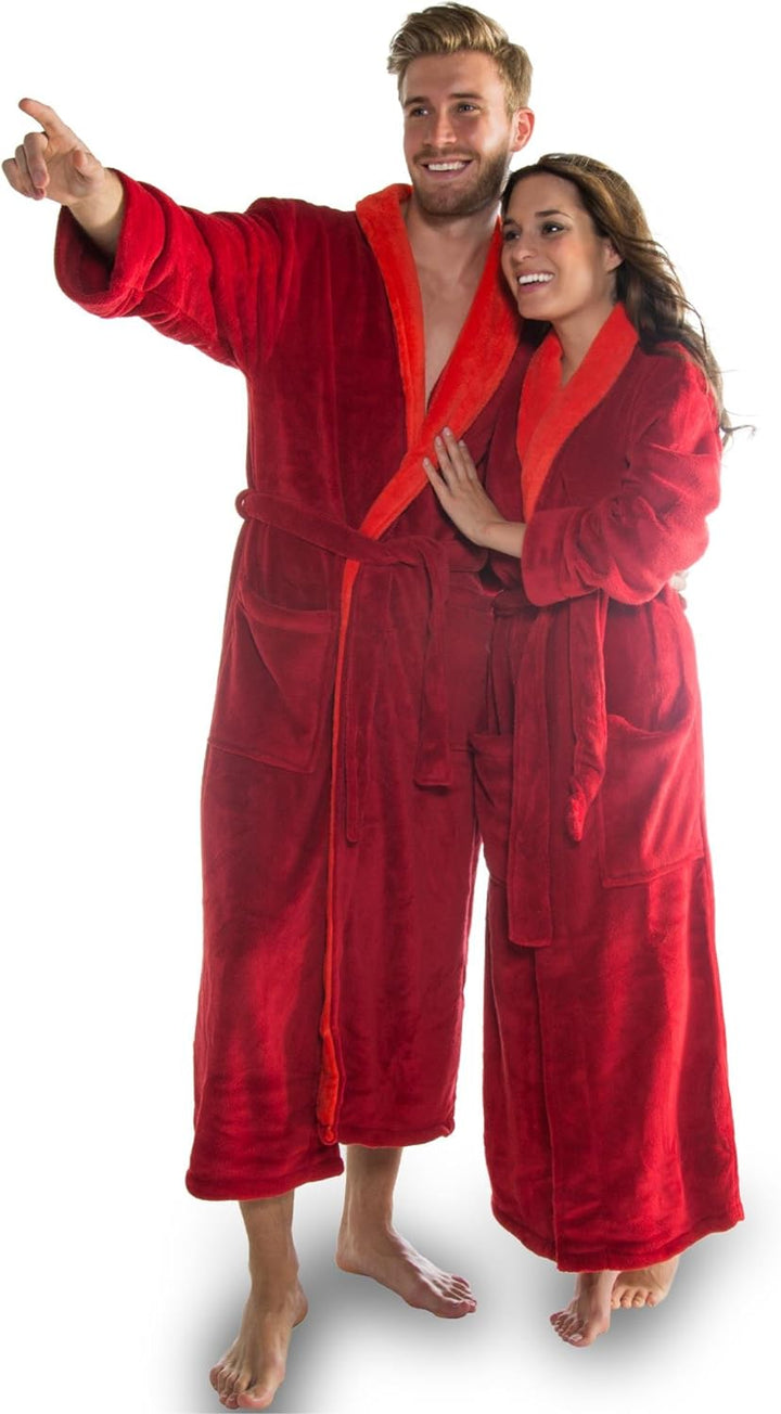 CelinaTex Nevada Bademantel Damen Herren L bordeaux korall rot Mikrofaser Saunamantel Coral Fleece M