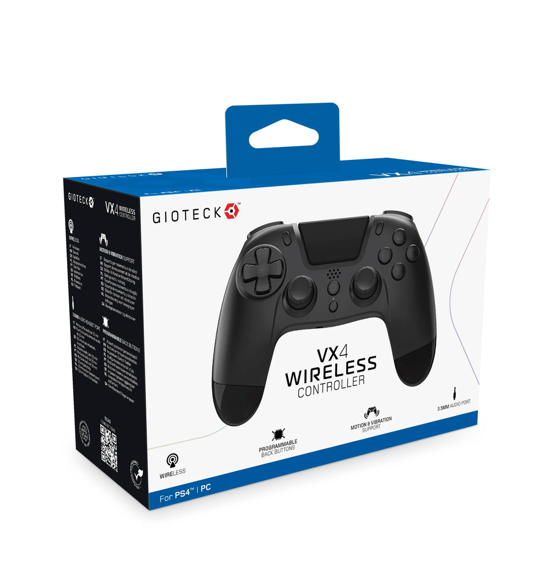 Gioteck - VX4 Premium Bluetooth Wireless Controller Black for PS4 & PC Schwarz, Schwarz