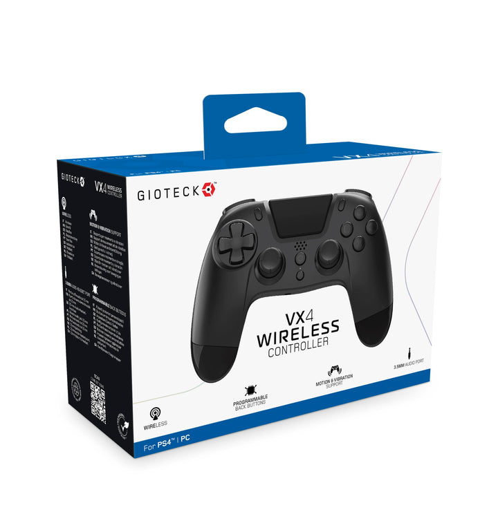 Gioteck - VX4 Premium Bluetooth Wireless Controller Black for PS4 & PC Schwarz, Schwarz