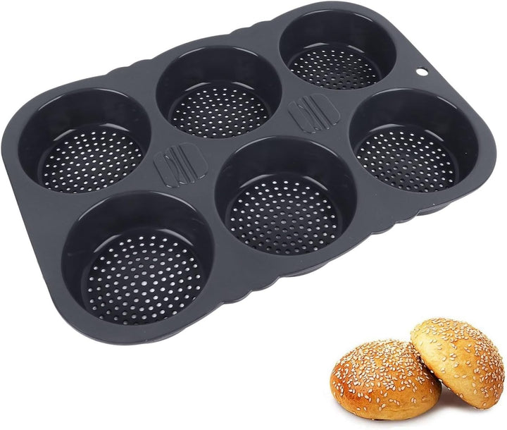 Burger Buns Brötchen Backform Silikon, Silikon Backform mit 6 Hohlräumen, faltbar wiederverwendbar -