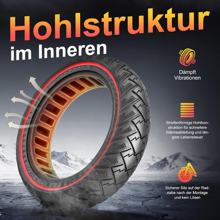 60/65-6,9 Ersatzräder Vollgummireifen 10 Zoll Solide Reifen für Ninebot Max G2 G2D G2E G65 F3 F3 Pro