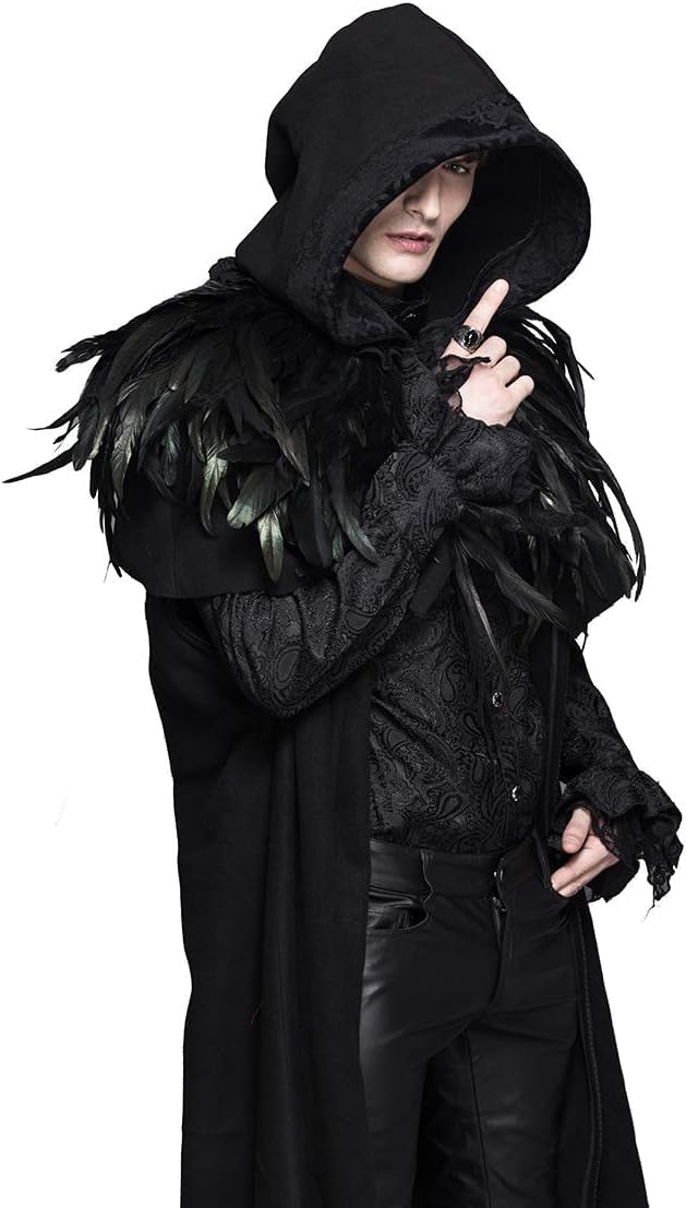 iwobi Gothic Schwarzer Natürliche Feder Cape Umschlagtücher Schal, Partei-Abend-Kleid-Kap