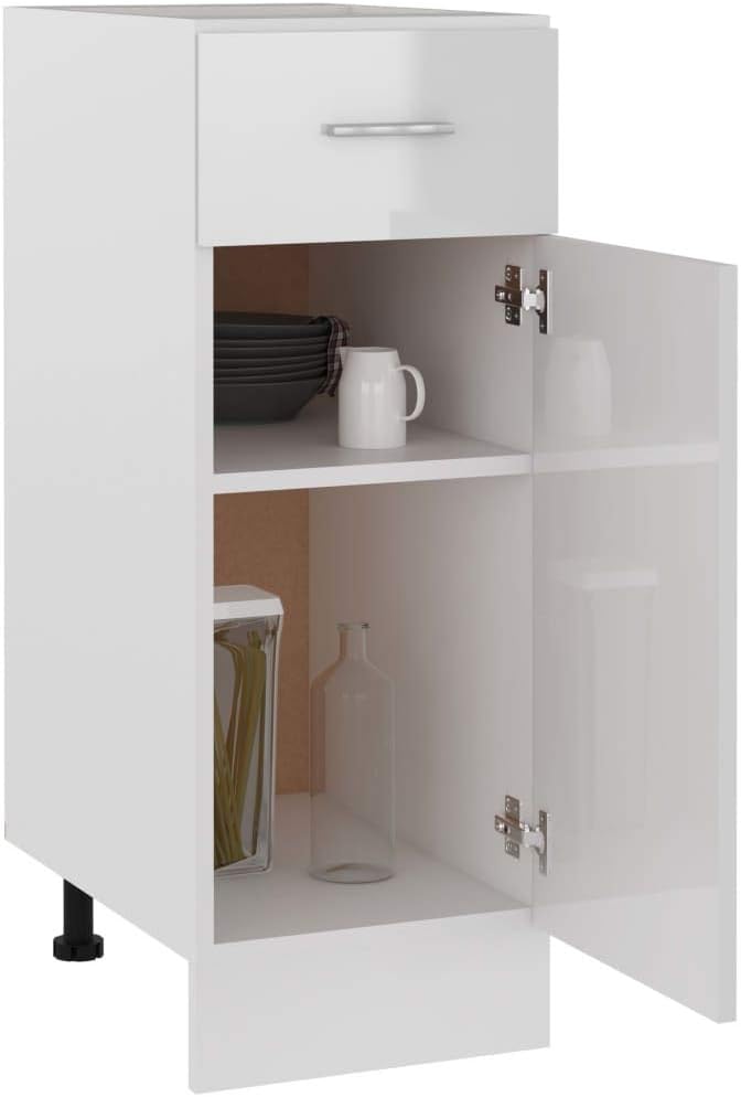 homiuse Schubunterschrank Hochglanz-Weiss 30x46x81,5 cm Kommode Weiss KüChenschrank Kommode Mit Schu