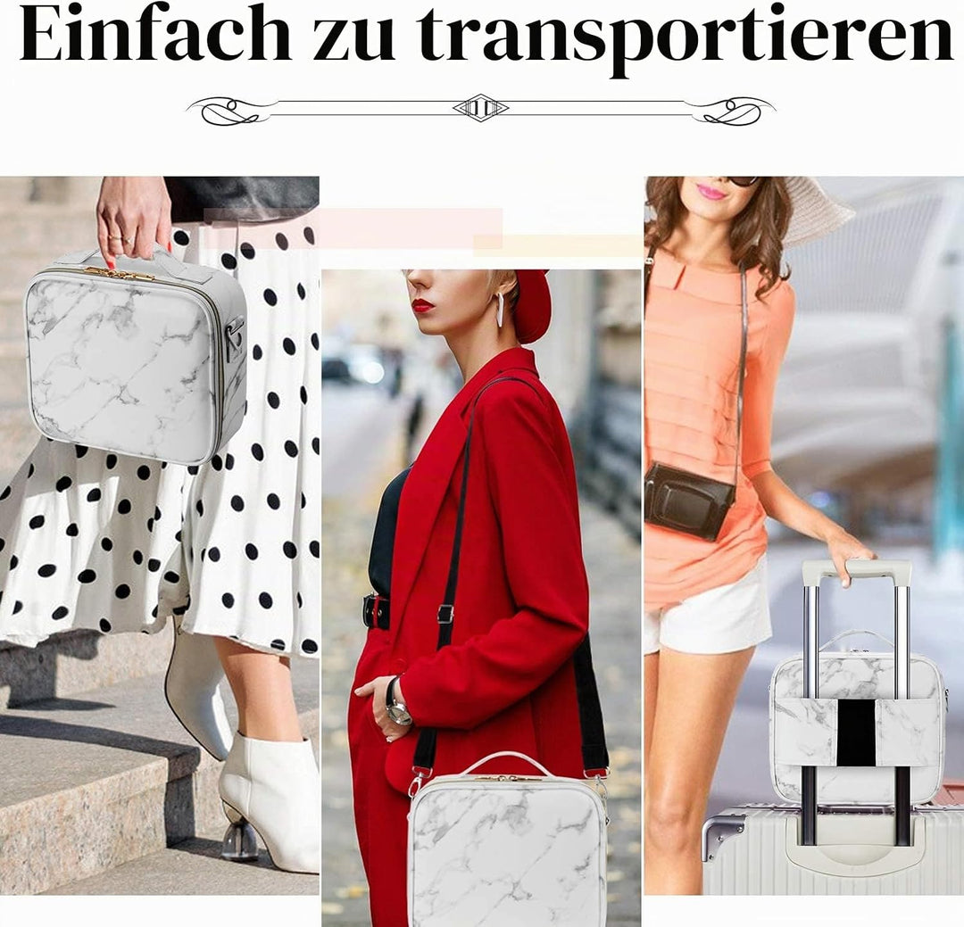 Kosmetiktasche, Schminkkoffer PU Leder Grosse Kapazität Professionelles Make Up Organizer Tasche Was