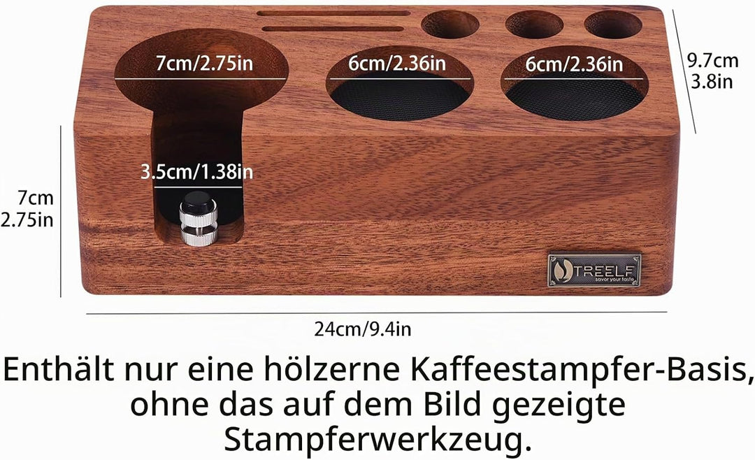 LingTing Stacja tamperowa aus Walnussholz für Filter, Espresso Tampierstation 58MM aus Massiv Nussb