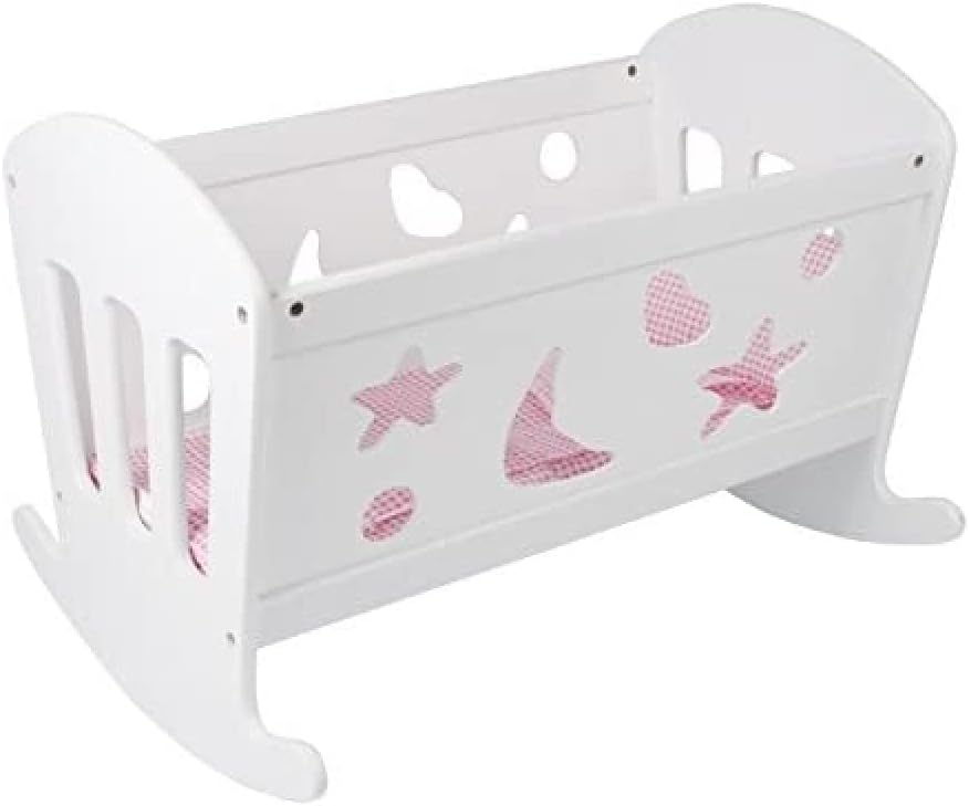 small foot Puppenwiege Traumfabrik aus Holz, mit Verzierungen, Bett inkl. Decke, Kissen, Matratze, a