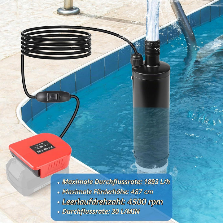 CPROSP Sumpfpumpe Kompatibel mit Einhell 18V Batterie (Keine Batterie), Wasserpumpe 30L/min, Transfe