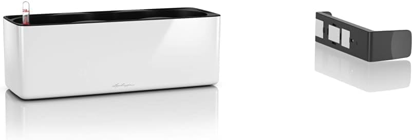 Lechuza Cube Glossy Triple, Weiss, Lackierte Oberfläche, Hochwertiger Kunststoff, Stick-Bewässerungs