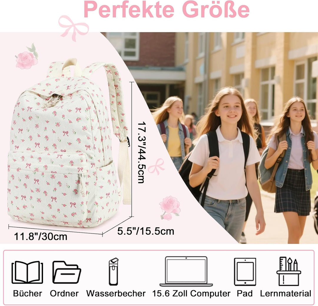 LEDAOU Rucksack für Teenager Mädchen Schulrucksack grosse Büchertaschen Grundschule High School Cord