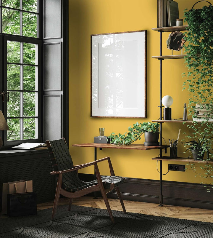 New Walls Premium Wandfarbe Gelb, Senfgelb Liquid Luxury Dispersionsfarbe für Innenräume – 1 L 1000