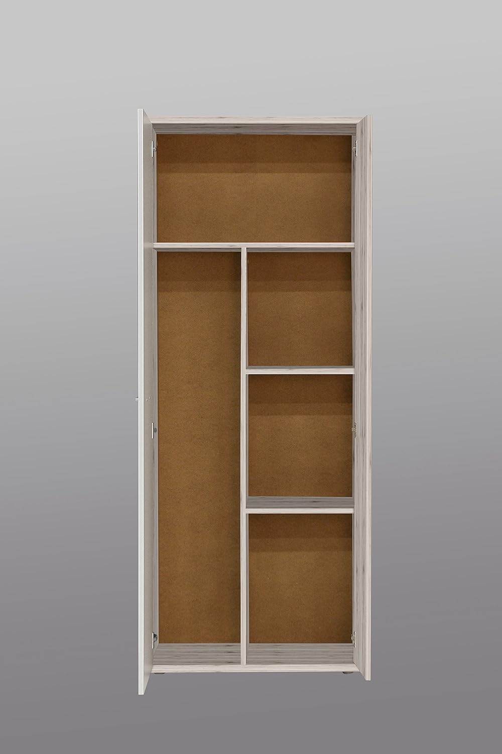 Forte Skive Kommode mit 2 Türen und 4 Schubkästen, Holzwerkstoff, Sandeiche/Weiss, 124.9 x 41.3 x 95