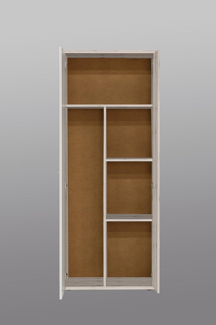 Forte Skive Kommode mit 2 Türen und 4 Schubkästen, Holzwerkstoff, Sandeiche/Weiss, 124.9 x 41.3 x 95