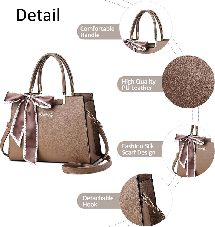 DORRISO Elegant Damen Handtasche Leicht Henkeltasche mit Mode Schick Schleife Schultertasche für Ein