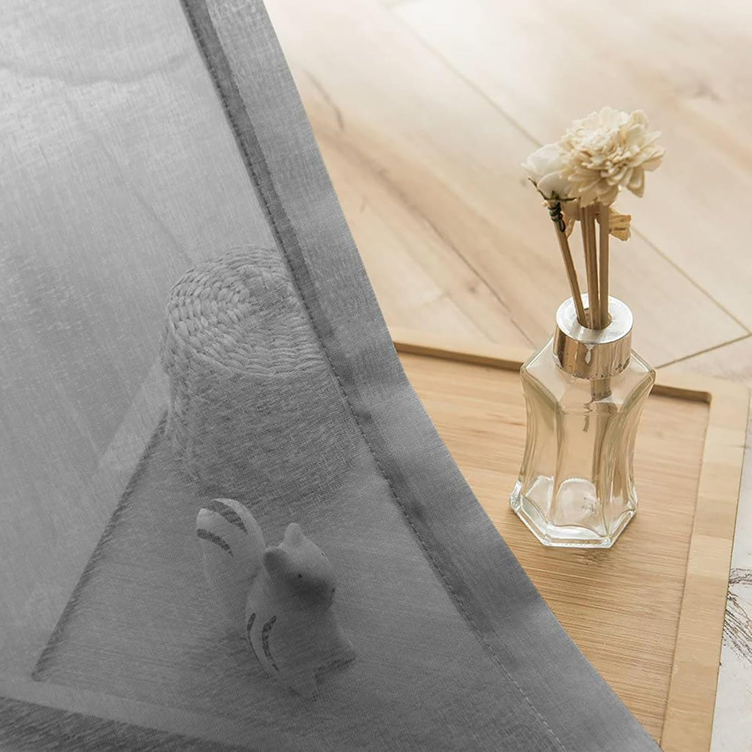 TOPICK Gardine Voile Vorhang Kurz Mit Ösen Sheer Vorhänge Transparent Gaze Paarig Ösenschals für Woh